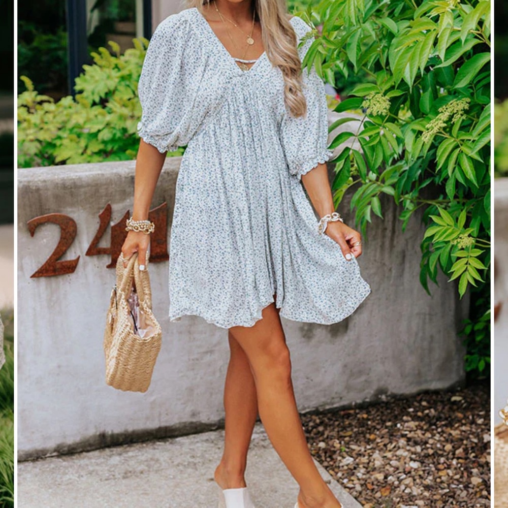 Millibon Light Blue Floral Mini Dress